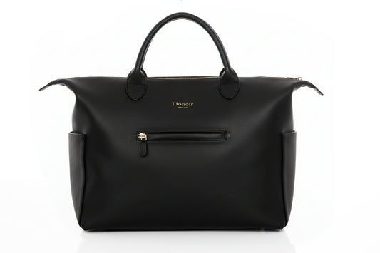 (PRE-ORDER ONLY) Verwacht 01-08-2026 ! Líonoir 'Classique' Luiertas (Vegan leather) Zwart/Goud