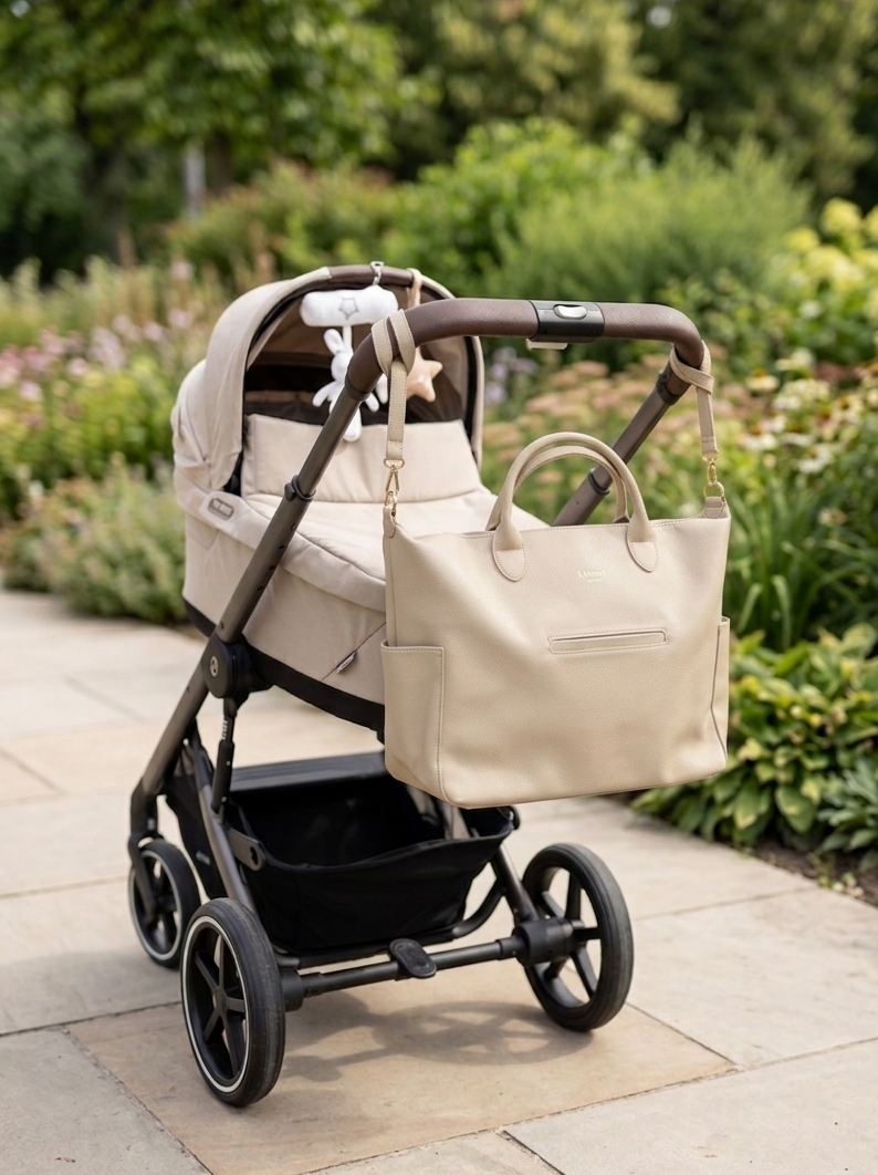 Torba na pieluchy Líonoir 'Classique' (skóra wegańska) beżowo/złota