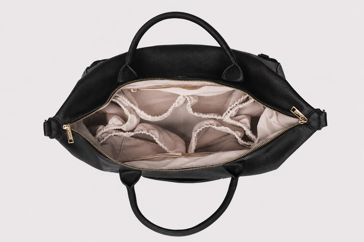 Líonoir® 'Classique' Diaperbag (Vegan leather) Black/Gold
