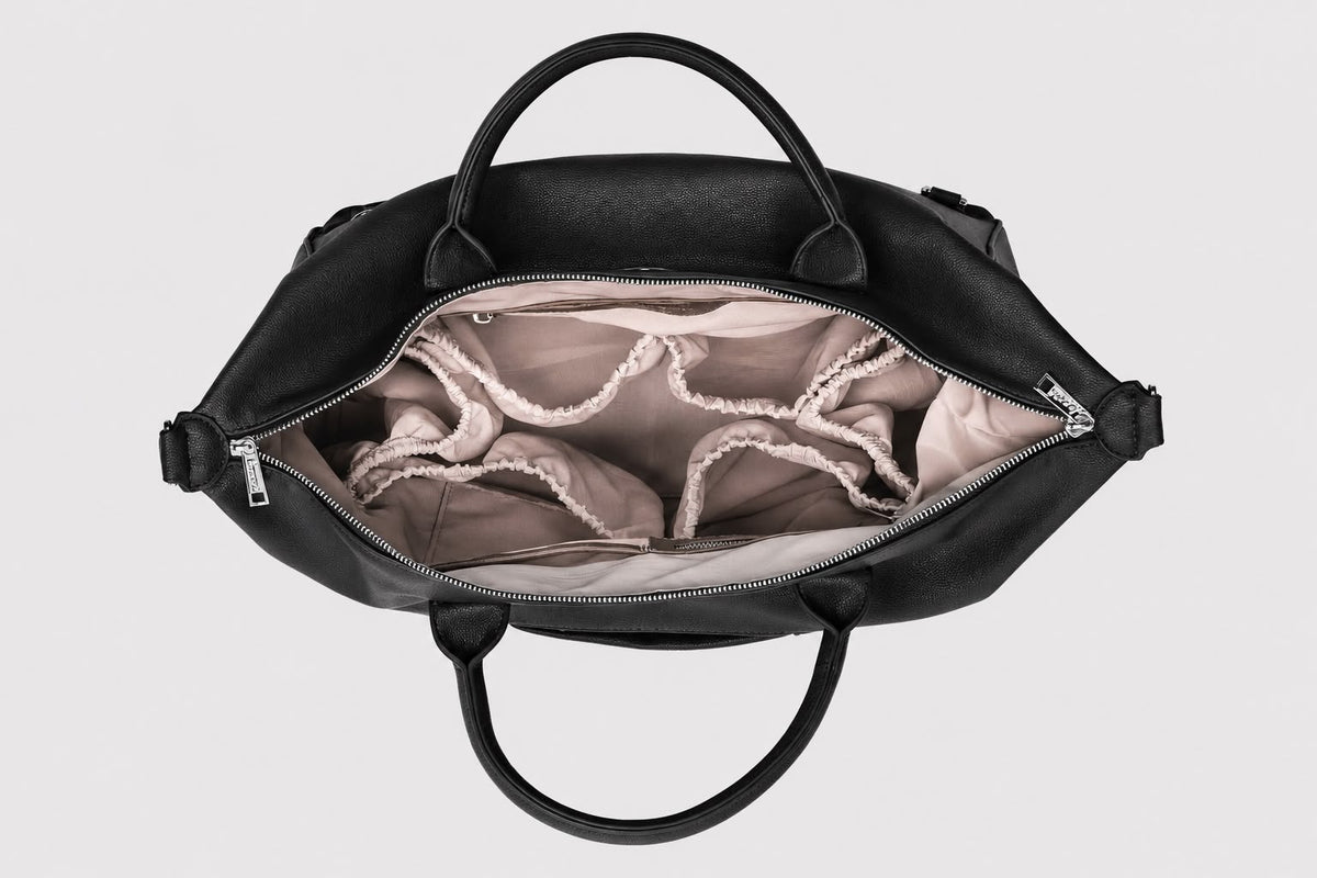 Líonoir® 'Classique' Diaper bag (Vegan Leather) Black/Silver